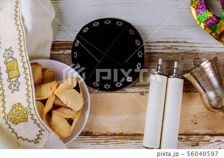 Hamantaschen cookies for Jewish holiday Purim 56040597