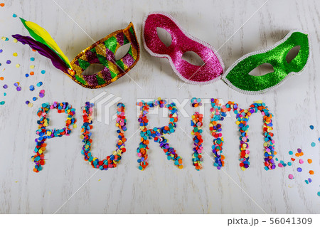 Purim celebration concept jewish masks carnival 56041309