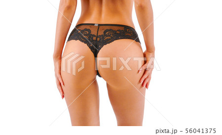 Woman In black Lingerie Isolated On white Woman In black Lingerie Isolated On white 56041375