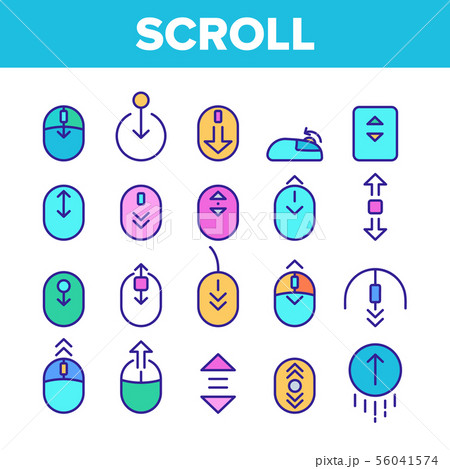 Color Scroll Thin Line Sign Icons Set Vector Color Scroll Thin Line Sign Icons Set Vector 56041574