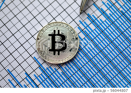 Coin crypto currency bitcoin with silver pen 56044807