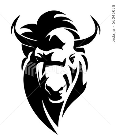 wild american bison bull black vector head design 56045058