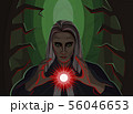 sorcerer in the forest holds a magic ball 56046653