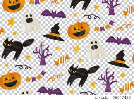 ハロウィン水彩絵具の柄のイラスト素材 [56047420] - PIXTA