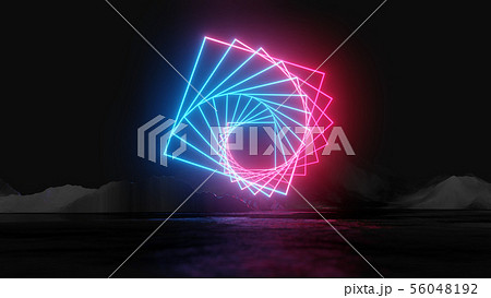 Glowing neon rectangles on dark background 56048192