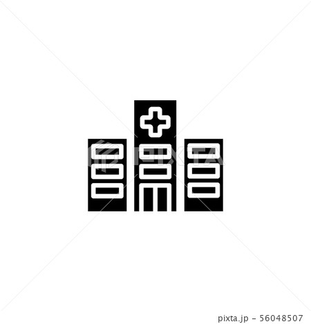Web line icon. Hospital black on white background 56048507