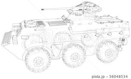 Military all terrain tactical vehicle. Technical wire-frame. Vector rendering of 3d 56048534