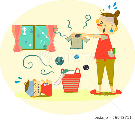 洗濯物 部屋干し 臭いのイラスト素材