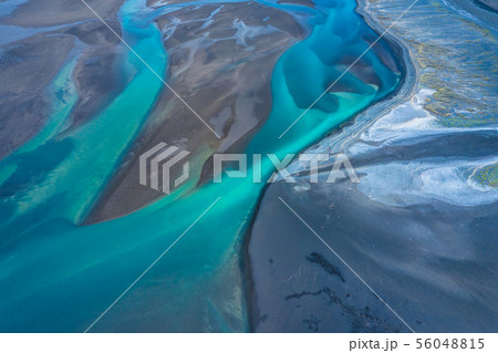 Aerial view and top view river in Iceland Aerial view and top view river in Iceland 56048815
