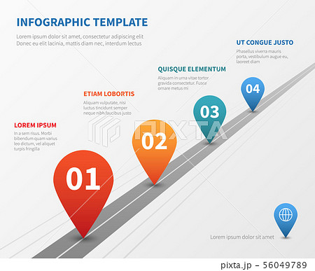 Company timeline vector infographic. Milestone road with pointers 56049789