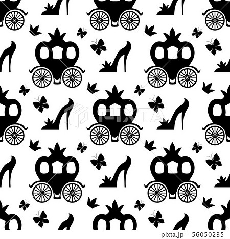 Fairytale seamless pattern with shoes and butterflies Fairytale seamless pattern with shoes and butterflies 56050235