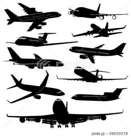 Air plane, aircraft jet vector silhouettes 56050578