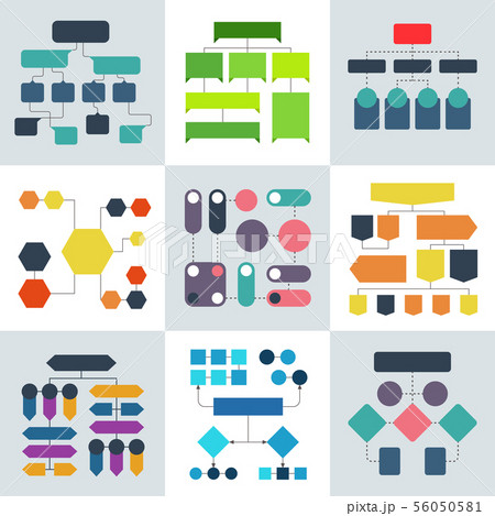 Structural flow diagrams, flowcharts and flowing process structures. Vector infographics elements 56050581