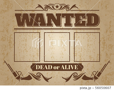 Vintage wanted western poster with blank space for criminal photo 56050607