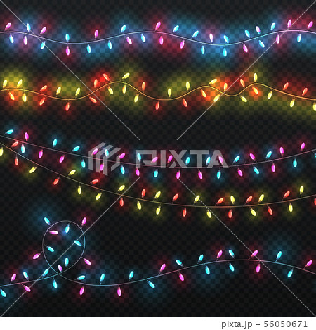 Festive christmas lights. Xmas lighting carnival holiday garlands vector set 56050671
