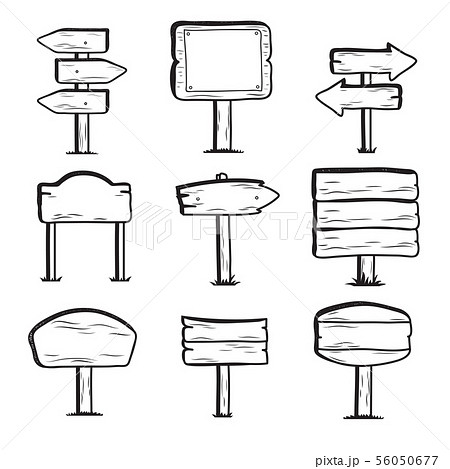Hand drawn wooden street signs. Doodle sign post icons 56050677