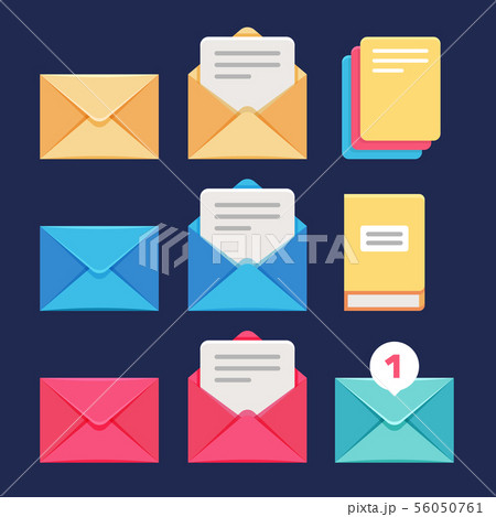 Envelope, email and letter vector icons. Postal correspondence and mms symbols 56050761