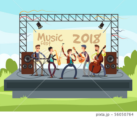 Outdoor Summer Festival Concert With Pop Music のイラスト素材