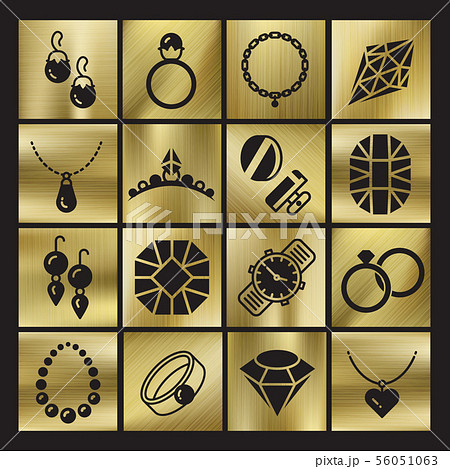 Golgen luxury jewelry icons set 56051063