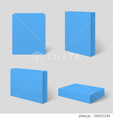 Blue blank cardboard package box vector template 56051294