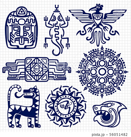 Ballpoint pen american aztec, mayan culture native totems on notebook background Ballpoint pen american aztec, mayan culture native totems on notebook background 56051482