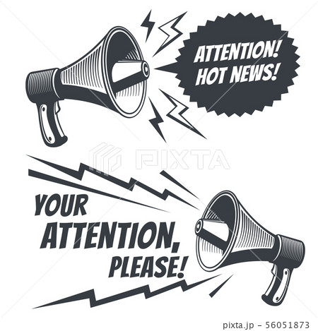 Attention please vector symbols with voice megaphone. Commercial poster Attention please vector symbols with voice megaphone. Commercial poster 56051873