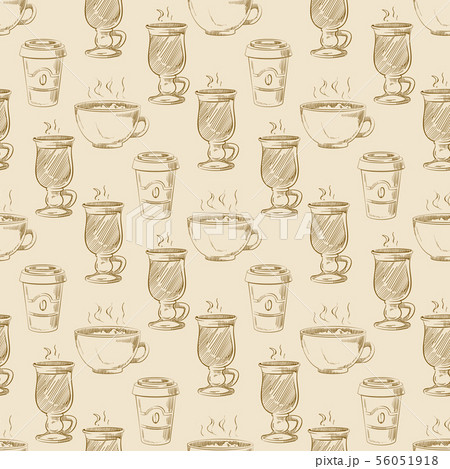 Hand drawn americano take away coffee seamless pattern 56051918