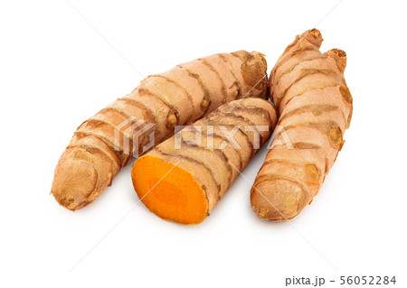 turmeric root isolated on white background closeup turmeric root isolated on white background closeup 56052284