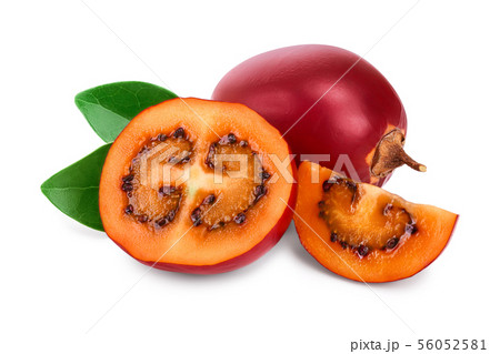 Fresh tamarillo fruit with leaves isolated on white background Fresh tamarillo fruit with leaves isolated on white background 56052581