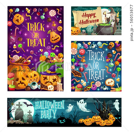 Halloween trick or treat party cartoon celebration 56053677