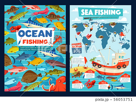 Fishing industry, ocean and sea fish catch Fishing industry, ocean and sea fish catch 56053751