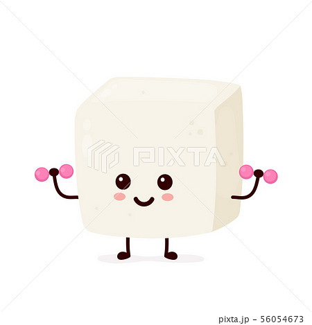 Cute smiling happy strong tofu make fitness 56054673