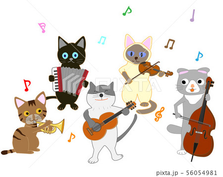 猫のコンサート。猫が歌を歌ったり楽器を演奏している 猫のコンサート。猫が歌を歌ったり楽器を演奏している 56054981