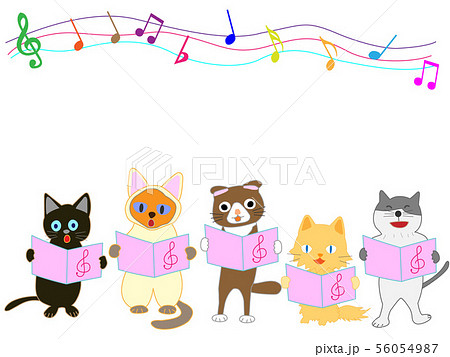 猫のコンサート 猫が歌を歌ったり楽器を演奏しているのイラスト素材