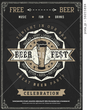 Retro vector poster of beer party Oktoberfest.  56055894