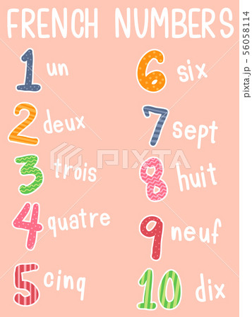 French Numbers One to Ten Illustration 56058114