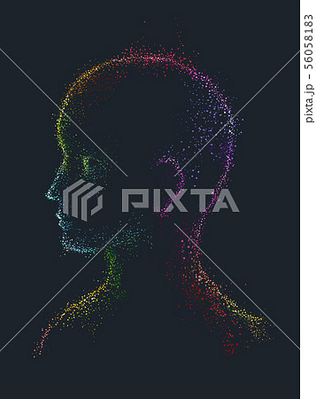Pointillism Man Rainbow Side View Illustration Pointillism Man Rainbow Side View Illustration 56058183