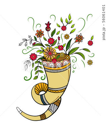 Autumn cornucopia with flowers 56061401
