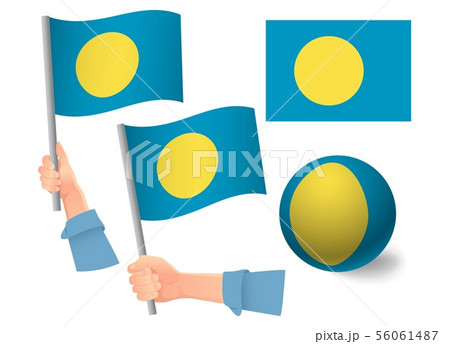 Palau flag in hand icon 56061487