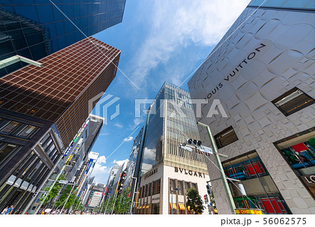 日本の東京都市景観 銀座の街並みを望む(歩行者天国) 日本の東京都市景観 銀座の街並みを望む(歩行者天国) 56062575