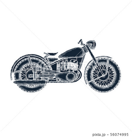 Hand Drawn Vintage Motorcycle Vector Logo のイラスト素材