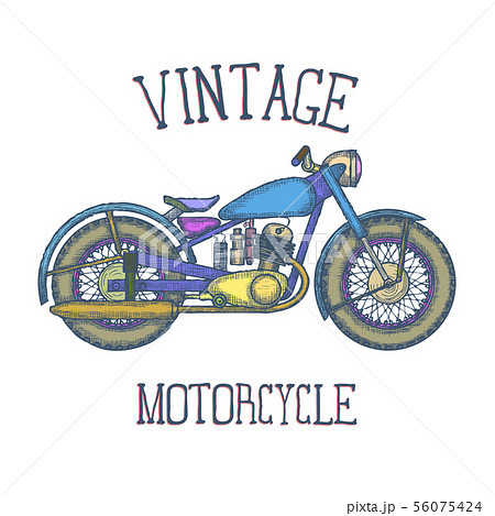 Hand Drawn Vintage Motorcycle vector logo design template. bikeshop or motorcycle service icon Hand Drawn Vintage Motorcycle vector logo design template. bikeshop or motorcycle service icon 56075424