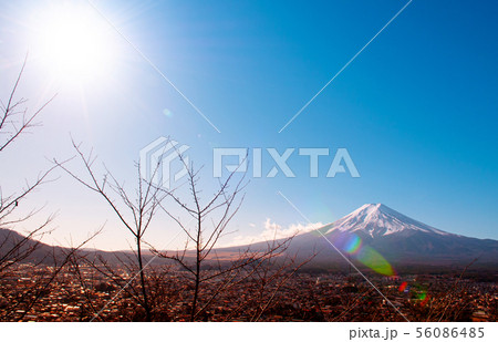 Snow covered Mount Fuji and blue sky autumn view 56086485