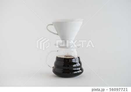Making Drip Coffee Black coffee with white backgro 56097721