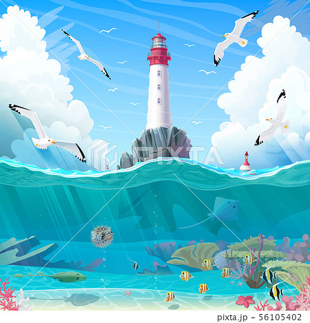 vector cartoon Lighthouse sea clipart 56105402