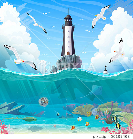 vector cartoon Lighthouse sea clipart 56105408
