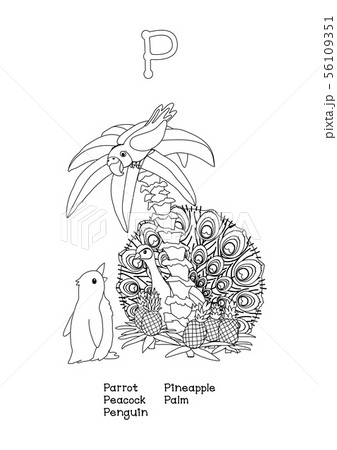 vector outline English alphabet. Amusing Animals 56109351