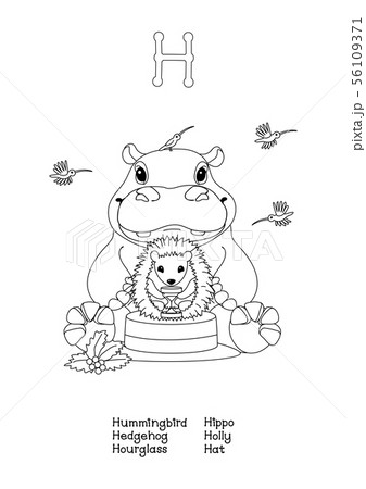 vector outline English alphabet. Amusing Animals 56109371