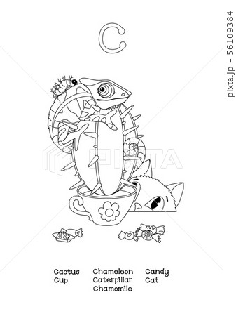 Vector Outline English Alphabet Amusing Animalsのイラスト素材 56109384 Pixta