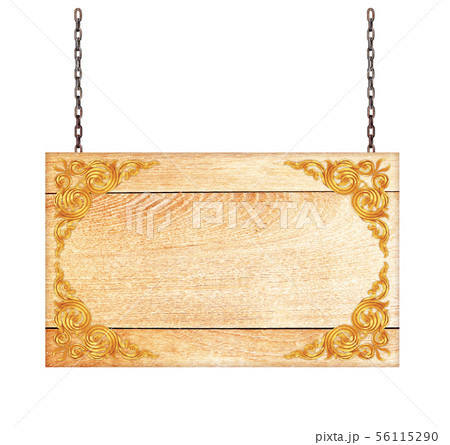 Wood sign from a chain isolated on white 56115290